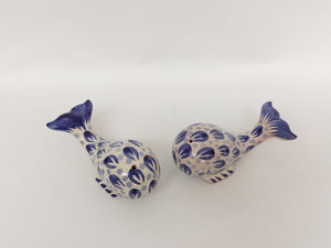 Whale Salt and Pepper Shaker in Blue and White