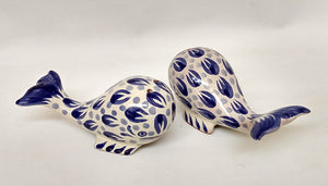 Whale Salt and Pepper Shaker in Blue and White
