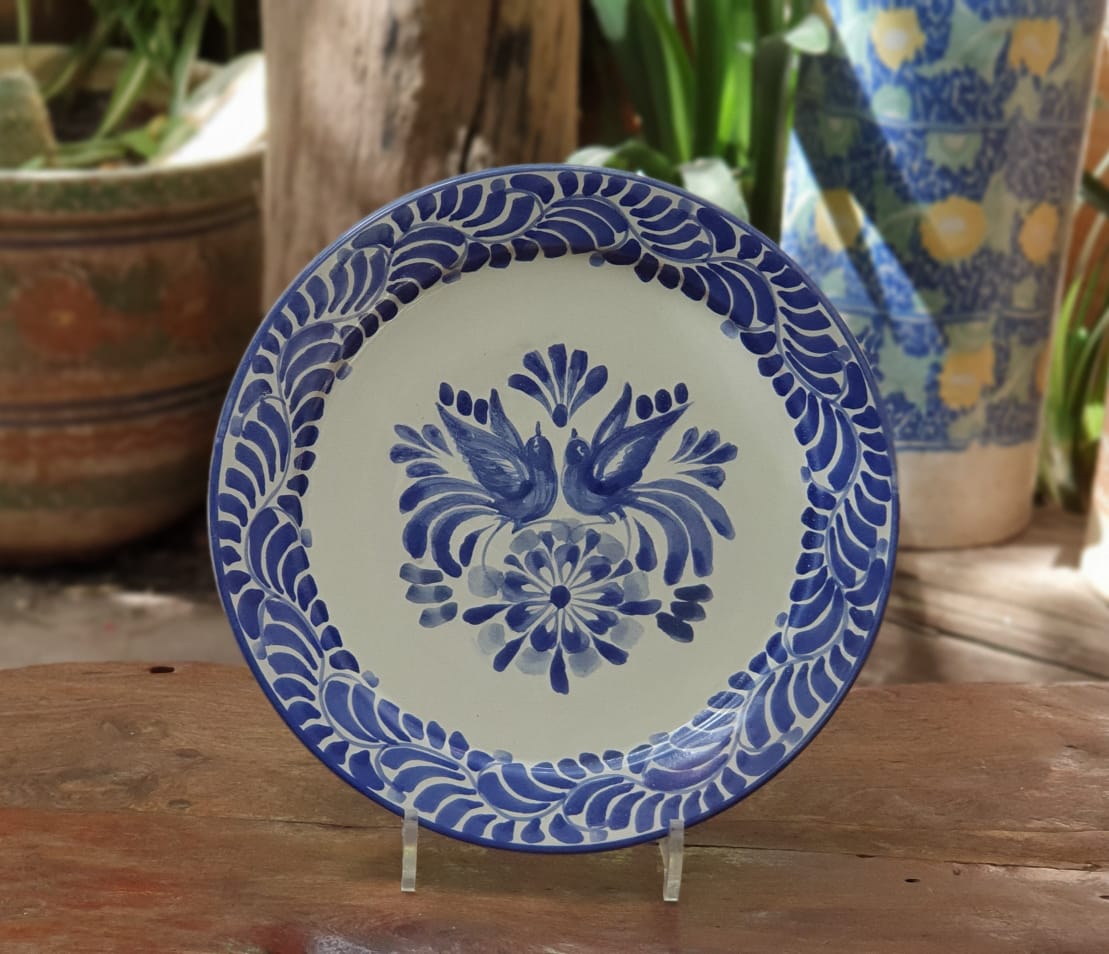 Love Birds Plates Blue and White