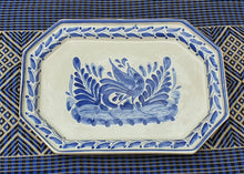 Bird Small Octagonal Tray Blue and White Colors