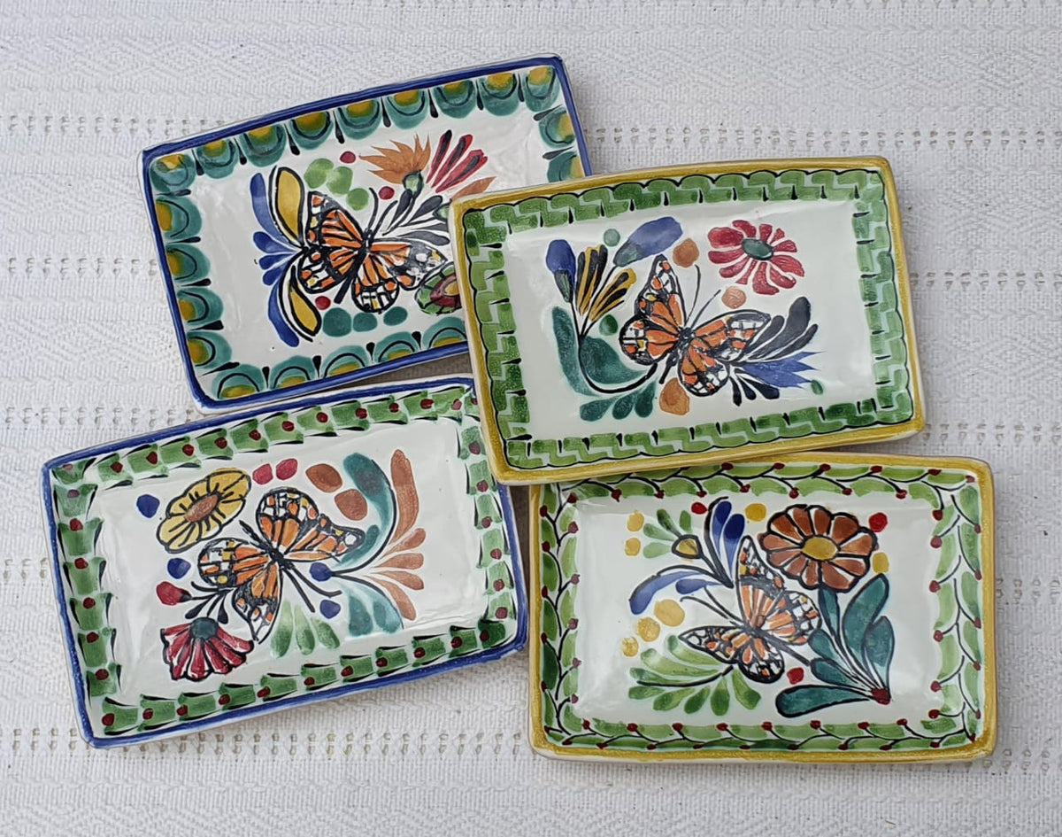 Monarch Butterfly Mini Rectangular Tray 3.9 X 5.5" Set of 4(Pieces) Multicolors