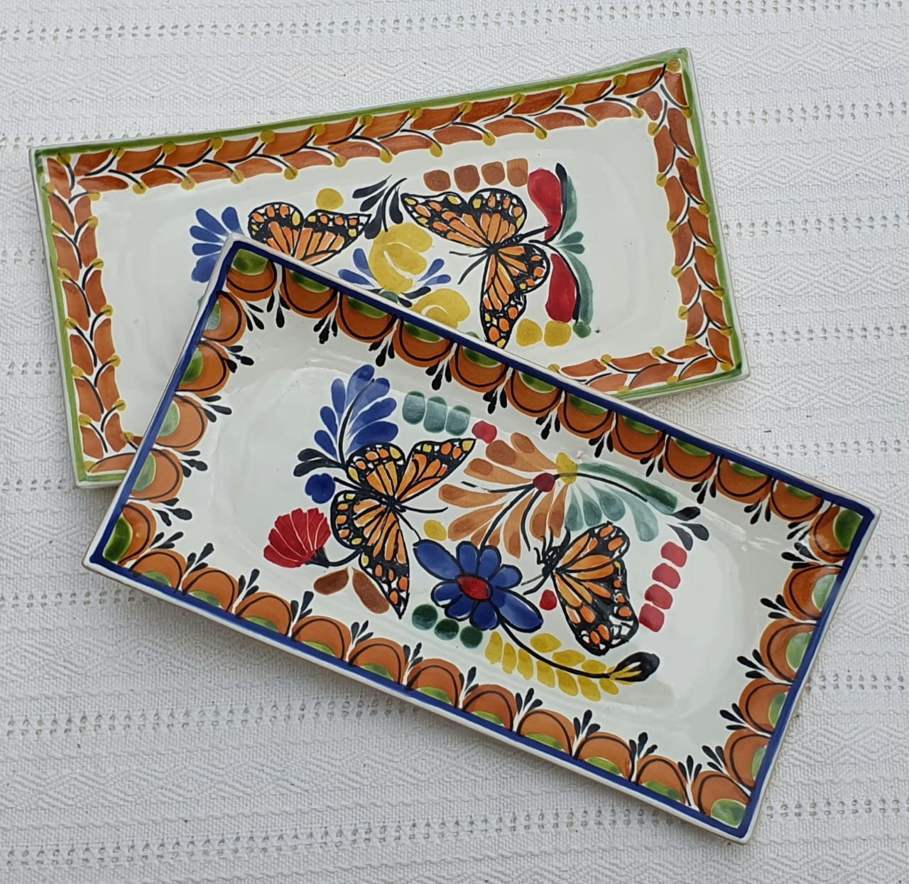 Butterfly Rectangular Plate / Tray Set of 2(Pieces) Multicolors