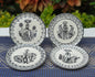 Catrinas Bread Plate / Tapa Plate 6.3"D Set (4 pieces) Black and White
