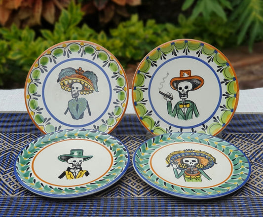 Catrinas Bread Plate / Tapa Plate 6.3"D Set (4 pieces) Multicolor - B