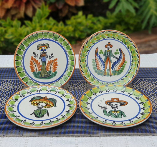 Catrinas Bread Plate / Tapa Plate 6.3"D Set (4 pieces) Multicolor - C