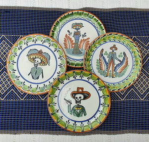 Catrinas Bread Plate / Tapa Plate 6.3"D Set (4 pieces) Multicolor