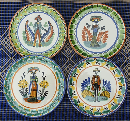 Catrinas Bread Plate / Tapa Plate 6.3"D Set (4 pieces) Multicolor - D