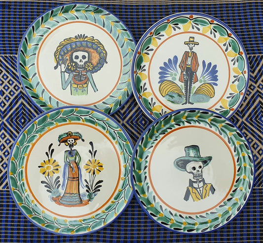 Catrinas Bread Plate / Tapa Plate 6.3"D Set (4 pieces) Multicolor - A