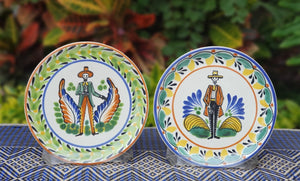 Catrina Bread Plate / Tapa Plate 6.3" D Multicolors Set of Los Compadres (2 pieces)