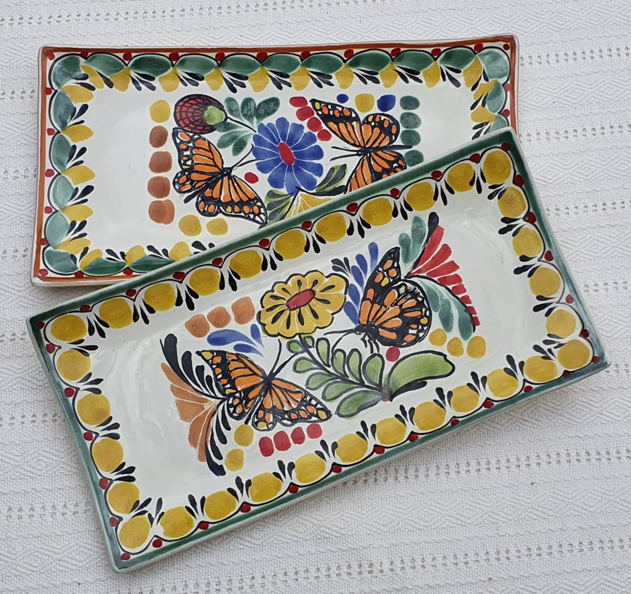 Butterfly Tray / Rectangular Plate Set of 2 (Pieces) Multicolors