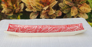 Canoa Tray 17.7*3.9" Milestones Pattern Red and White