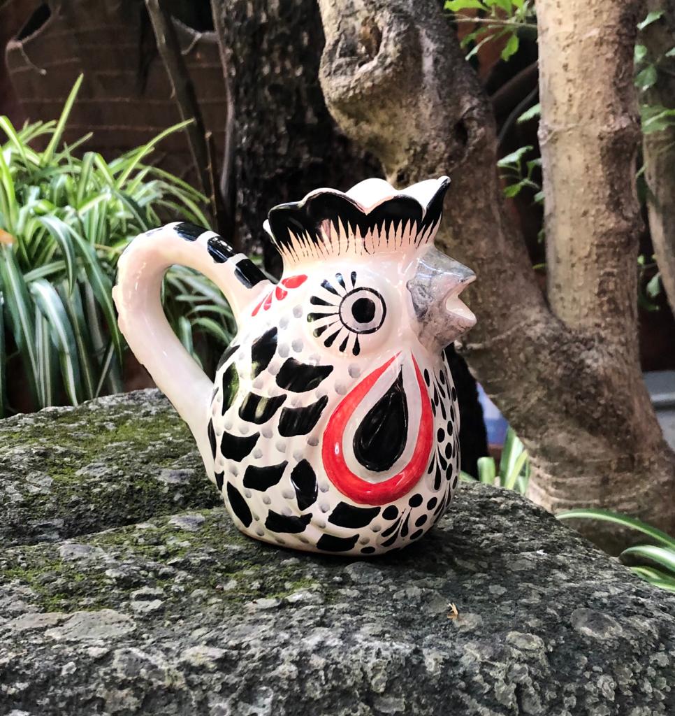 Rooster Creamer Pitcher 10 Oz Black-Red Colors