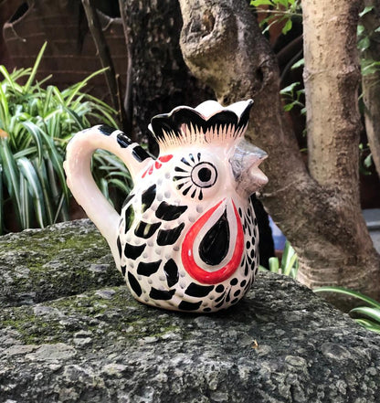 Rooster Creamer Pitcher 10 Oz Black-Red Colors
