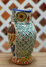 Owl Water Pitcher 9" Hight 40 Oz Green-Yellow Colors