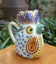 Rooster Water Pitcher 10" Height 54 Oz Terracota-Blue-Green Colors