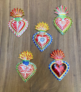 Ornament Sacred Heart Set of 5 Multi-colors