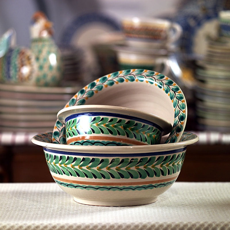 Salad Bowl w/Ring Set of 3 Pieces Multi-colors