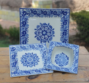 Flower Dish Set (3 pieces) One Service Blue and White (Ready to Ship)