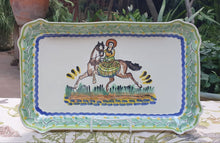 CowGirl Tray / Serving Rectangular Platter 16.9"x10.6" Multicolor