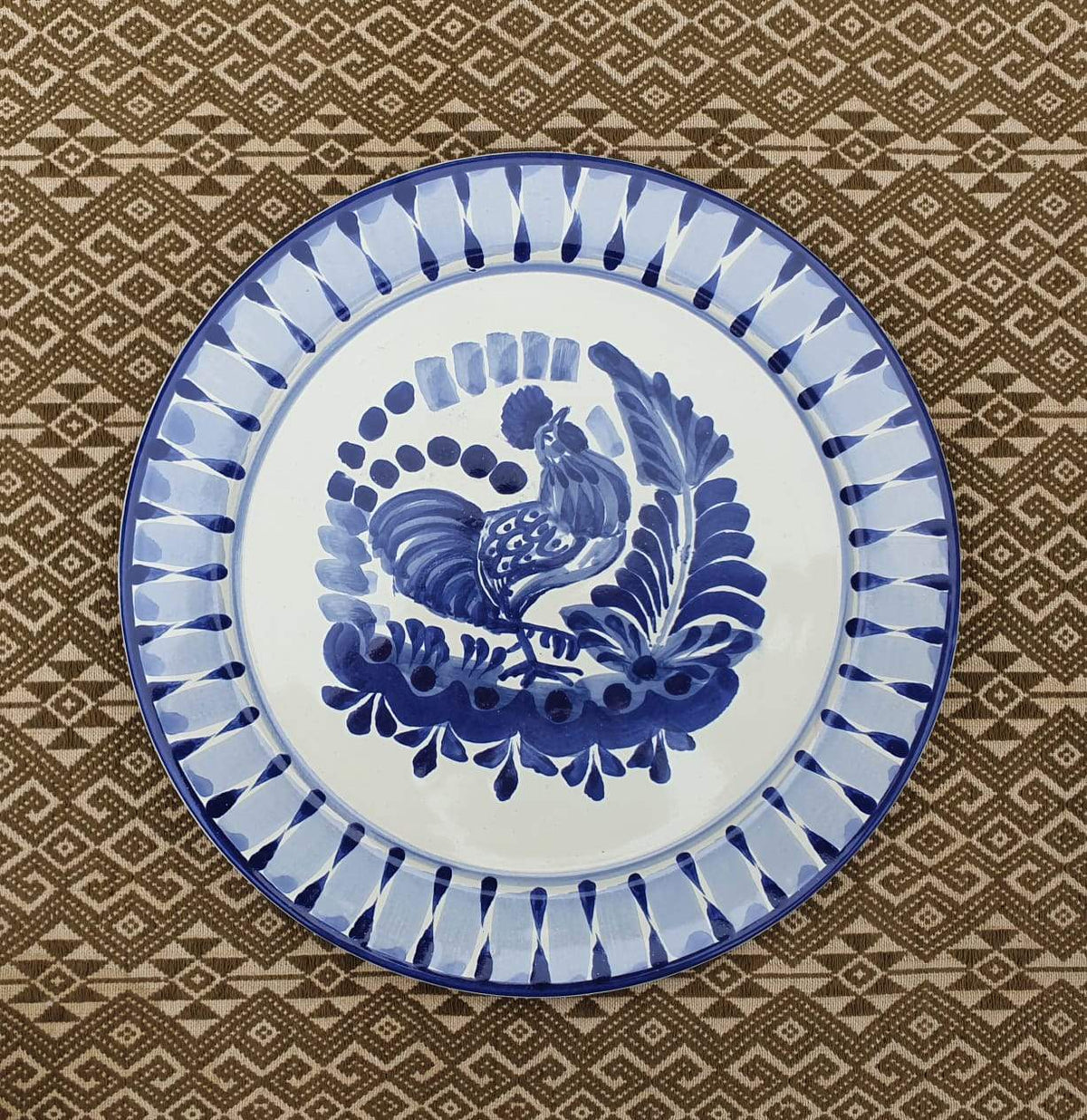 Rooster Plates Blue and White