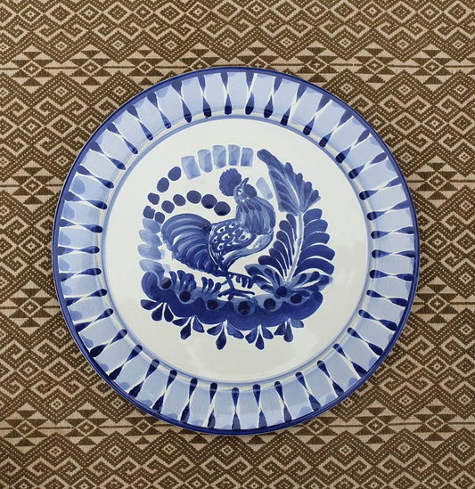 Rooster Plates Blue and White