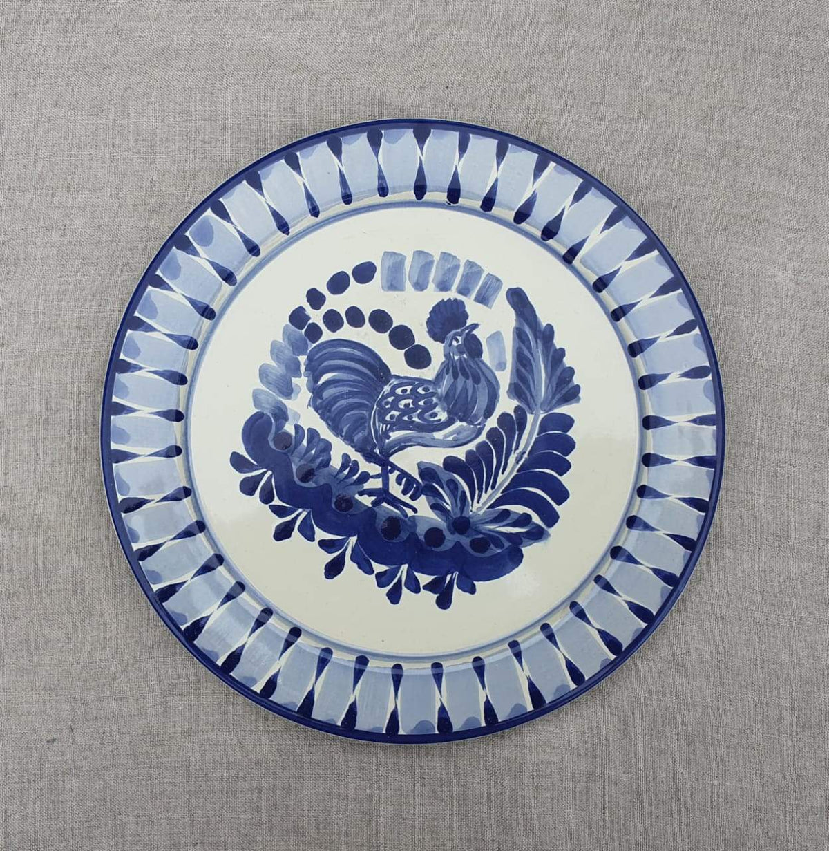Rooster Plates Blue and White