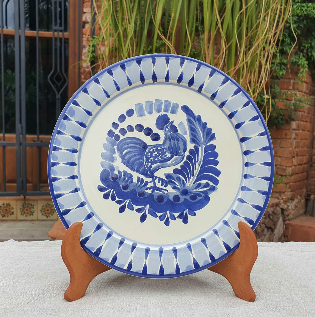 Rooster Plates Blue and White