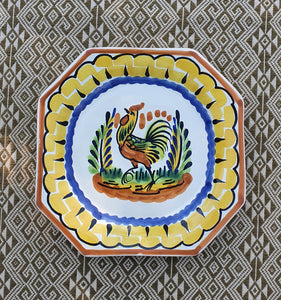 Rooster Mini Octagonal Plate 6.7 X 6.7" Multicolor