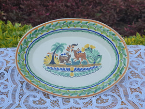 Rabbit Serving Oval Platter 10.6in W  X 15in L  X 2.4in H Multicolor
