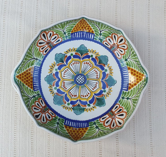 Flower Serving Octagonal Bowl 14" D MultiColors