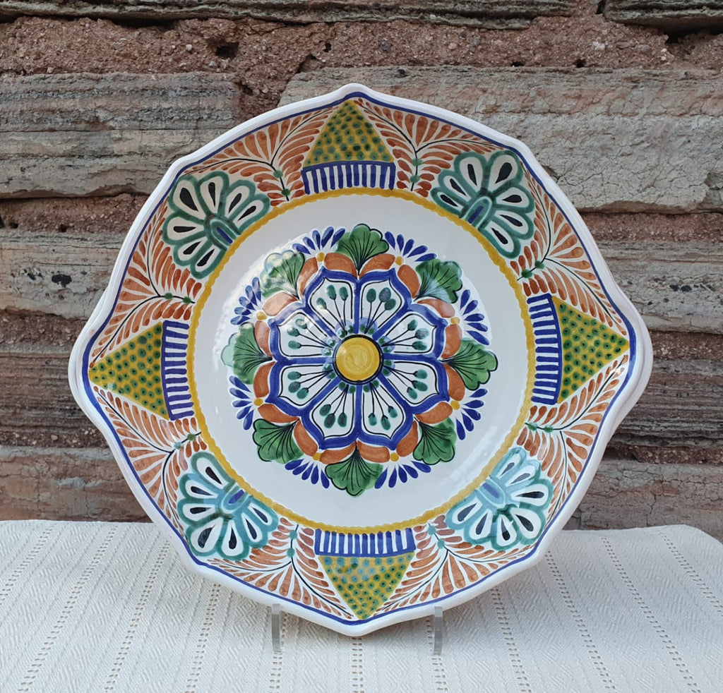 オルテガ柄プレート　NO.4 Flower Serving Octagonal Platter 14