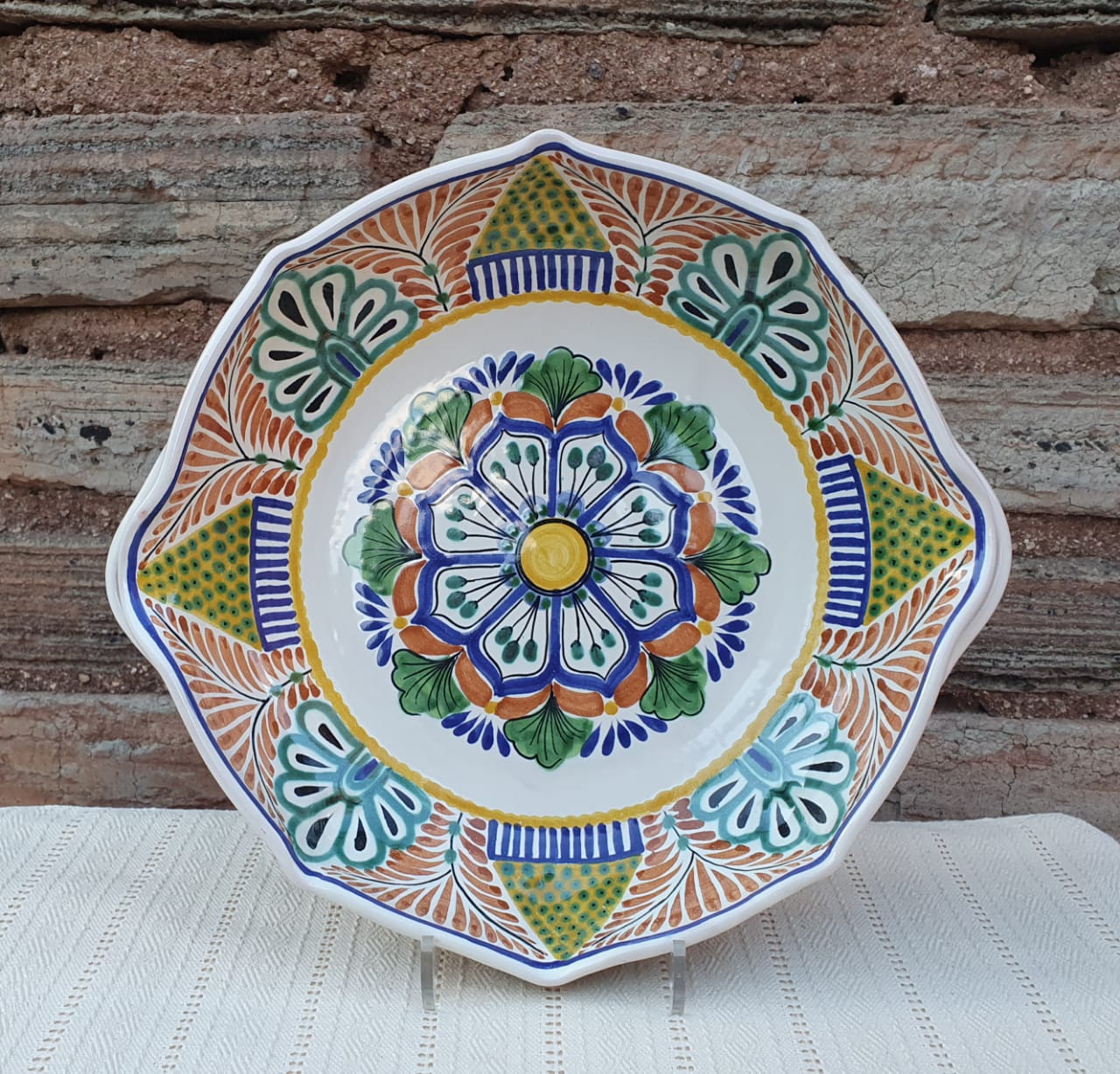 オルテガ柄プレート　NO.4 Flower Serving Octagonal Platter 14