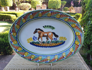 Horse Decorative / Serving Oval Platter Multicolor
