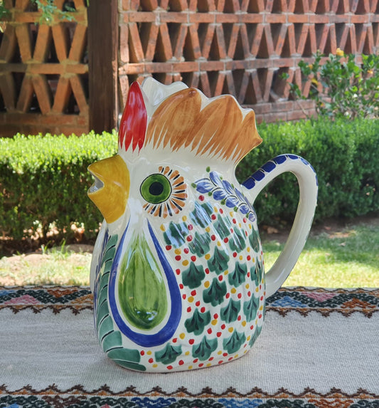 Rooster Water Pitcher 10" Height 54 Oz MultiColors - D