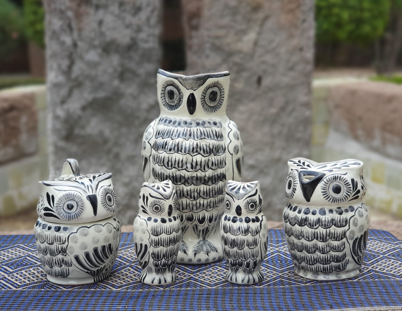 Owl Set of 5 Black and White