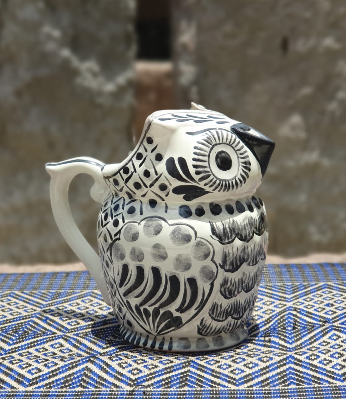 Jarra de crema Owl 13 Oz blanco y negro 