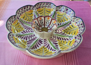 Flower Tortilla Chip Snack Bowl / Nachos Platter Purple Colors