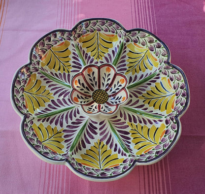 Flower Tortilla Chip Snack Bowl / Nachos Platter Purple Colors