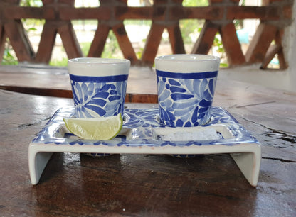 Party Teq Shot Set Milestones Pattern Blue and White