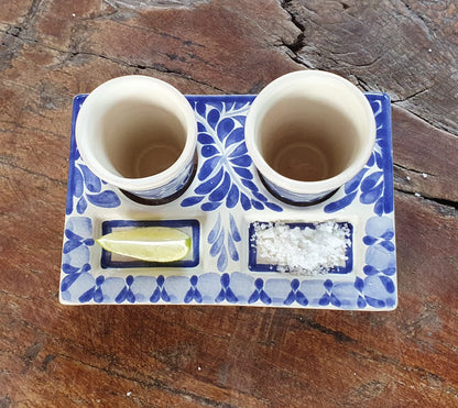 Party Teq Shot Set Milestones Pattern Blue and White