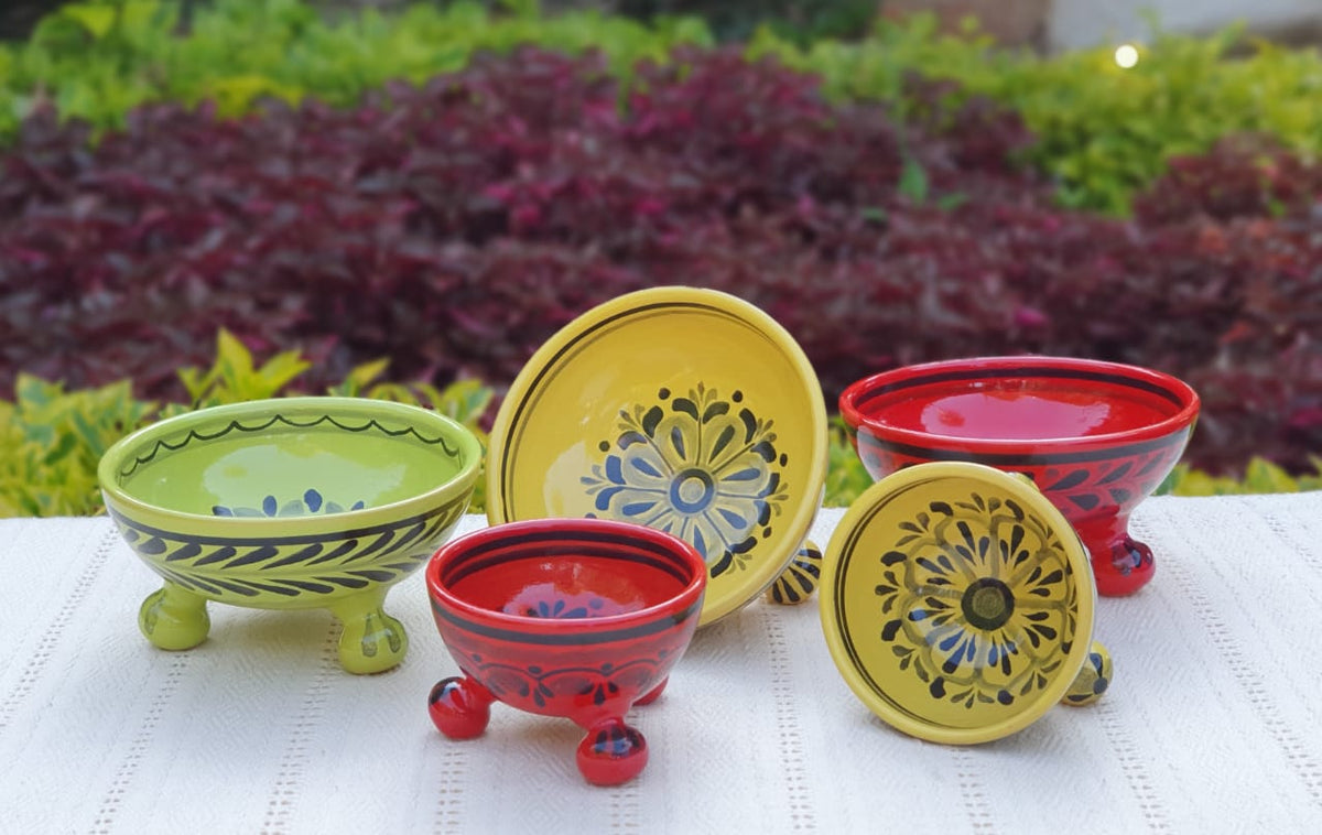 Footed Bowls Set of 5 Multicolors