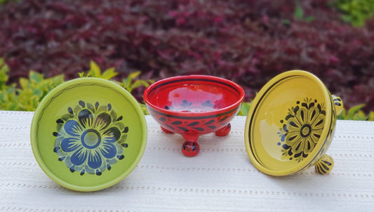 Footed Bowls Set of 3 Multi-colors