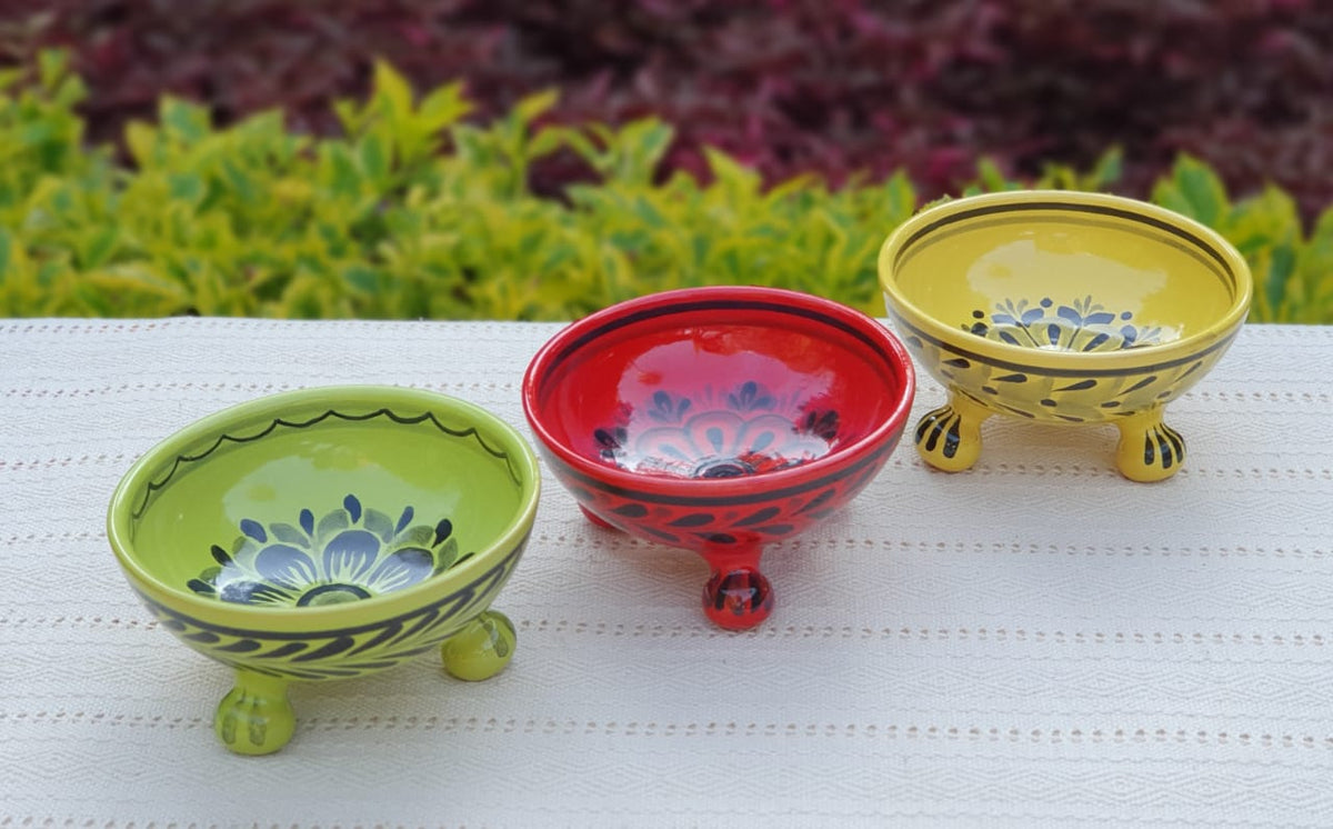 Footed Bowls Set of 3 Multi-colors