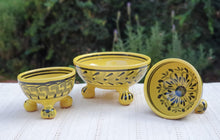 Footed Bowls Set of 3 Yellow Colors