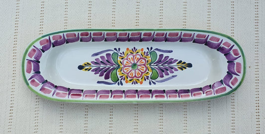 Flower Oval Long Plate 17.3*5.5" Multicolors