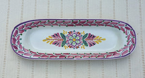 Flower Oval Long Plate 17.3*5.5" Multicolors