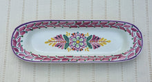 Flower Oval Long Plate 17.3*5.5" Set of 2 Multicolors