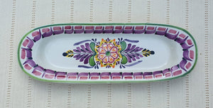 Flower Oval Long Plate 17.3*5.5" Multicolors