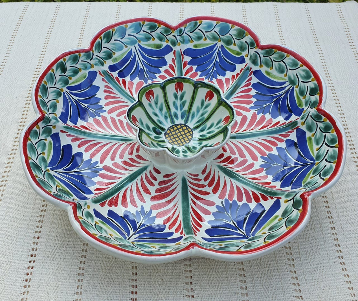 Flower Tortilla Chip Snack Bowl / Nachos Platter MultiColors