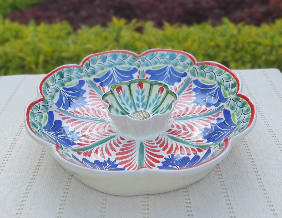 Flower Tortilla Chip Snack Bowl / Nachos Platter MultiColors